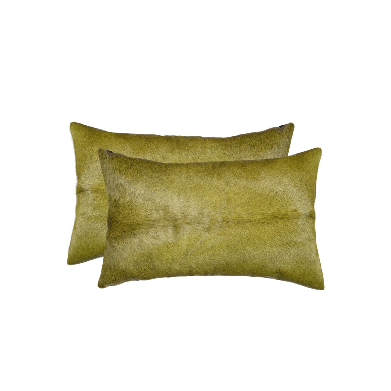 Natural Torino Geneva Cowhide Pillow | 2-Pack | Lime | 12"x20"