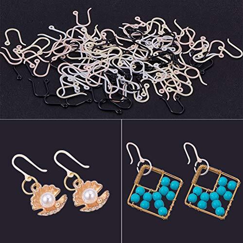 120pcs Earring Hooks, 4 Color Non-Allergenic Plastic Ear Wire Hooks Earring