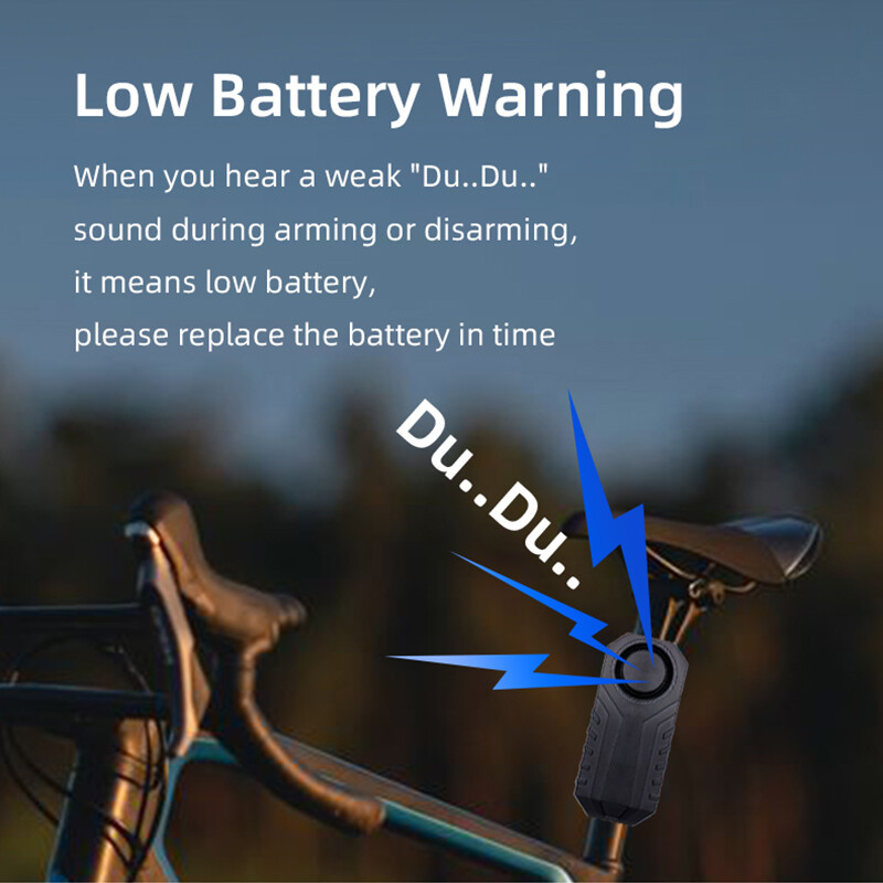 Bike Alarm, Wireless, Anti-Theft, Vibration Motion Detector, 113 dB, IP55