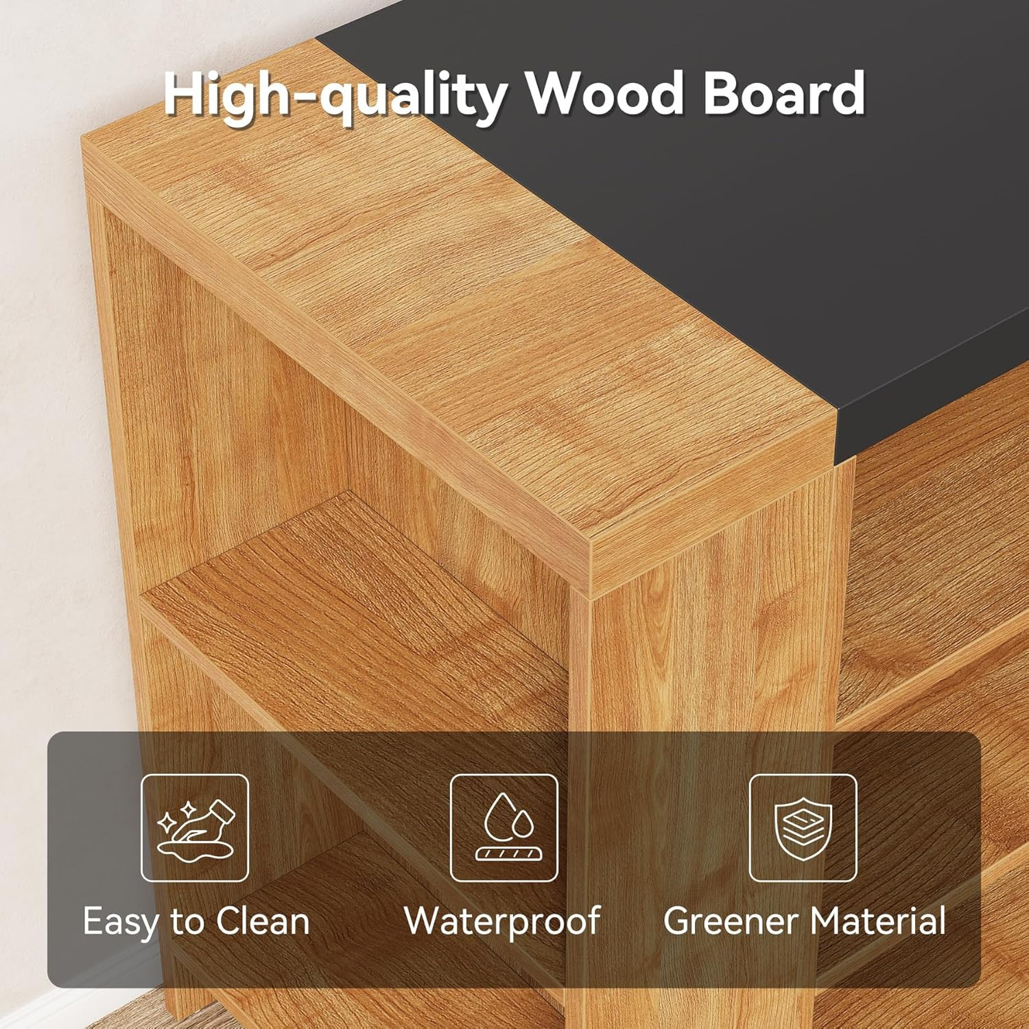Modern 55" Kitchen Island with Storage & Large Worktop - Oak Finish