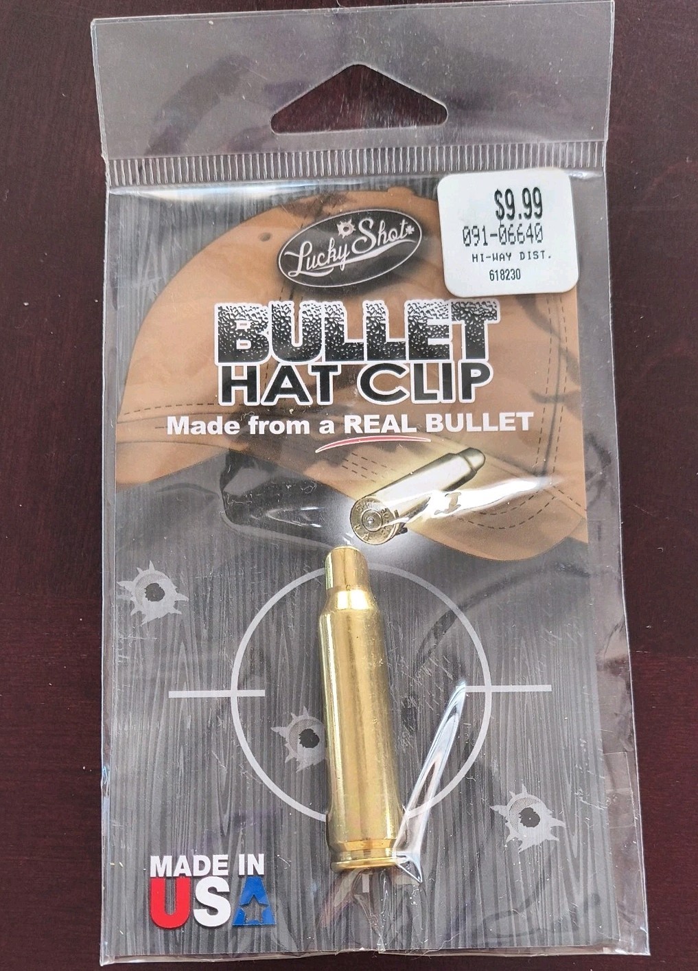 Lucky Shot Hat Clip Brass NWT Mans Cave Dad Gift
