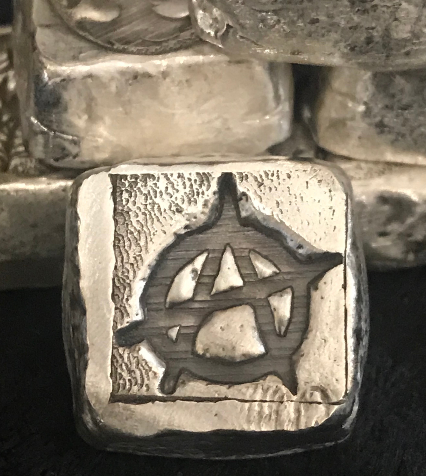1 ozt MK BARZ  "Anarchy"  Stamped Cube .999 Fine Silver