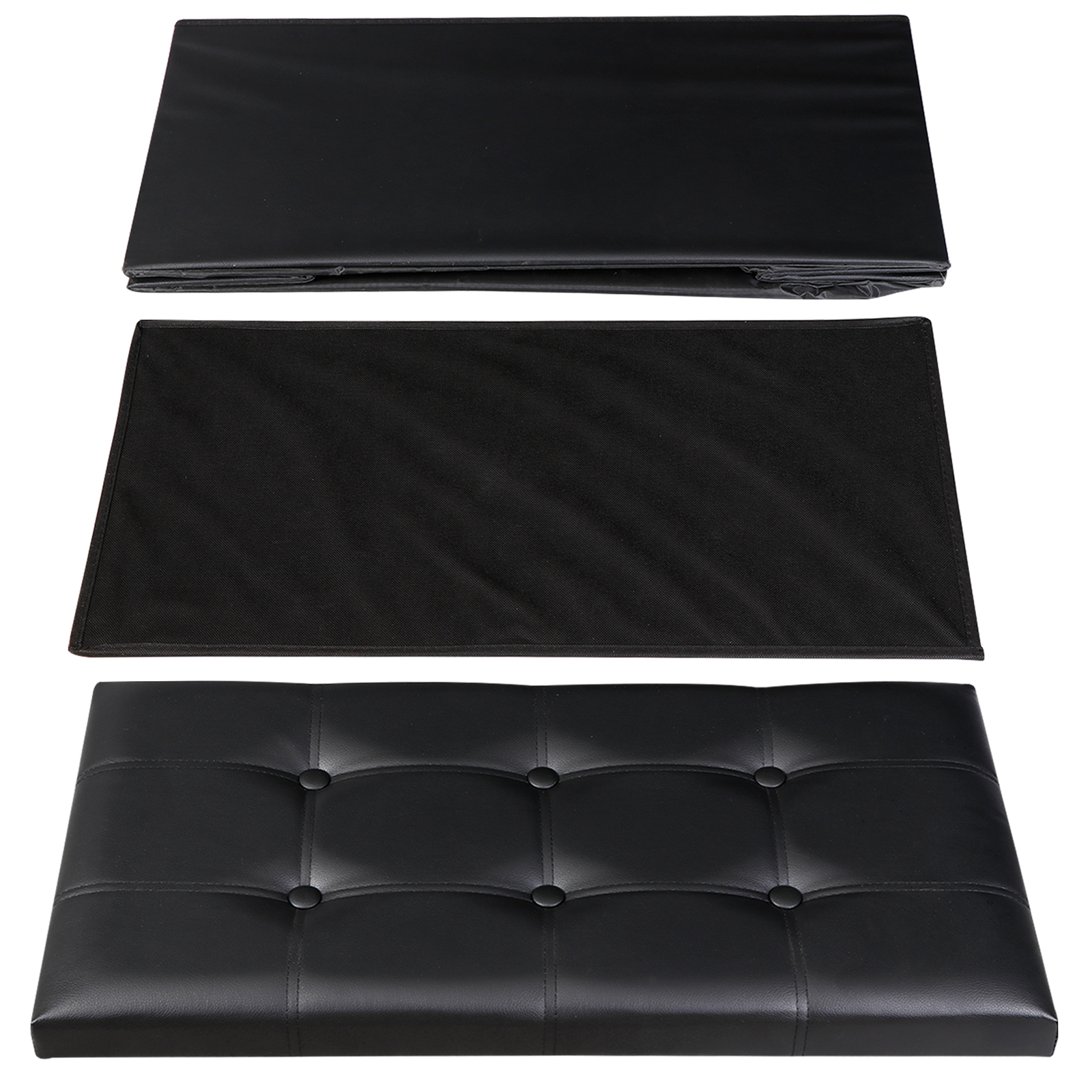 30" Folding Storage Ottoman Footstools MDF Frame Hallway Soft Seat Black