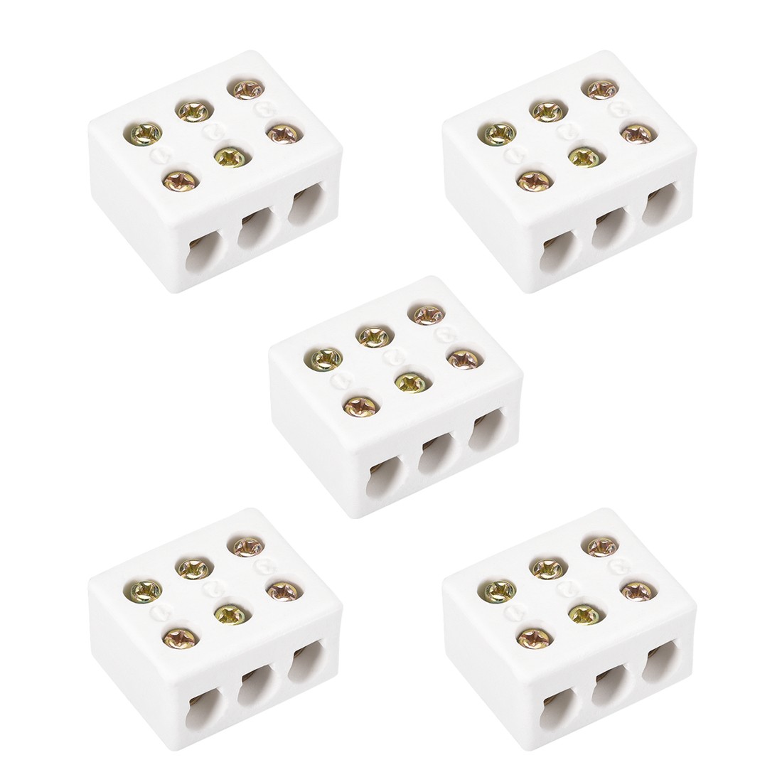 3 Way Ceramics Terminal Blocks High Temp Porcelain =Connectors 36x30x20mm 5 Pcs