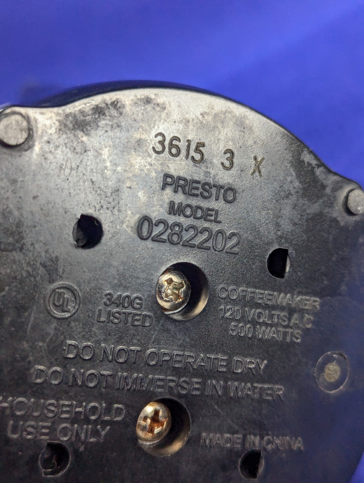 PRESTO Super fast Fully Automatic Percolator MODEL 0282202 Chrome Coffee Brew