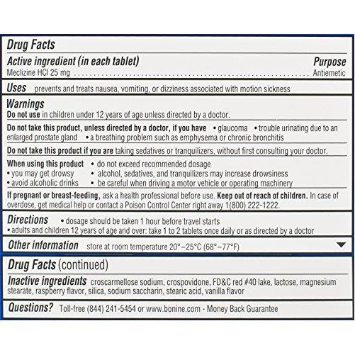 Bonine Motion Sickness Protection Chewable Tablets 16 Tablets Nausea 2 Pack