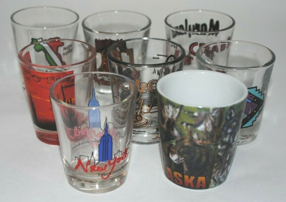 8 ~ SHOT GLASSES STATES AND CITYS IN USA