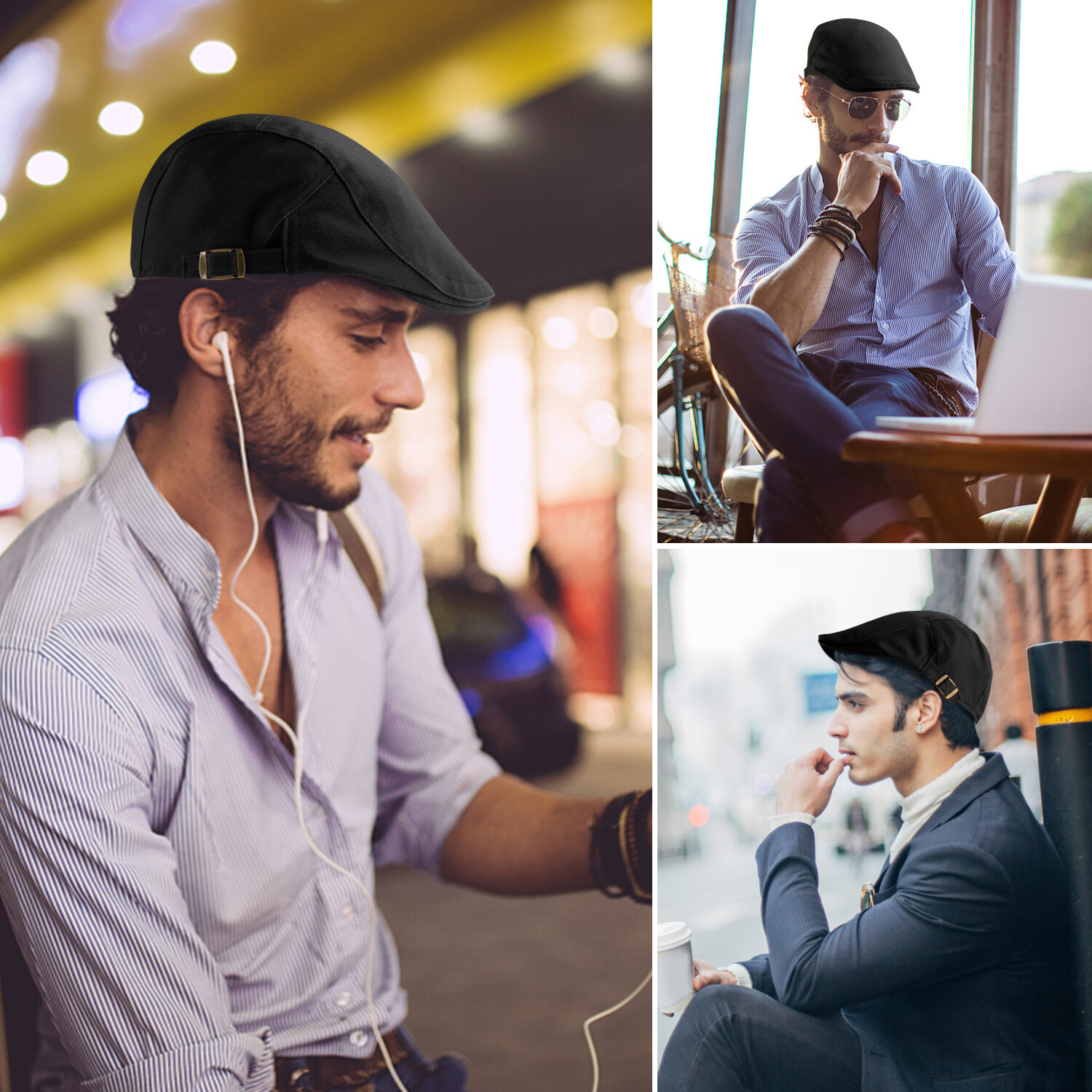 Solid Cotton Gatsby Cap Mens Ivy Hat Summer Driving Flat Cabbie Newsboy USA