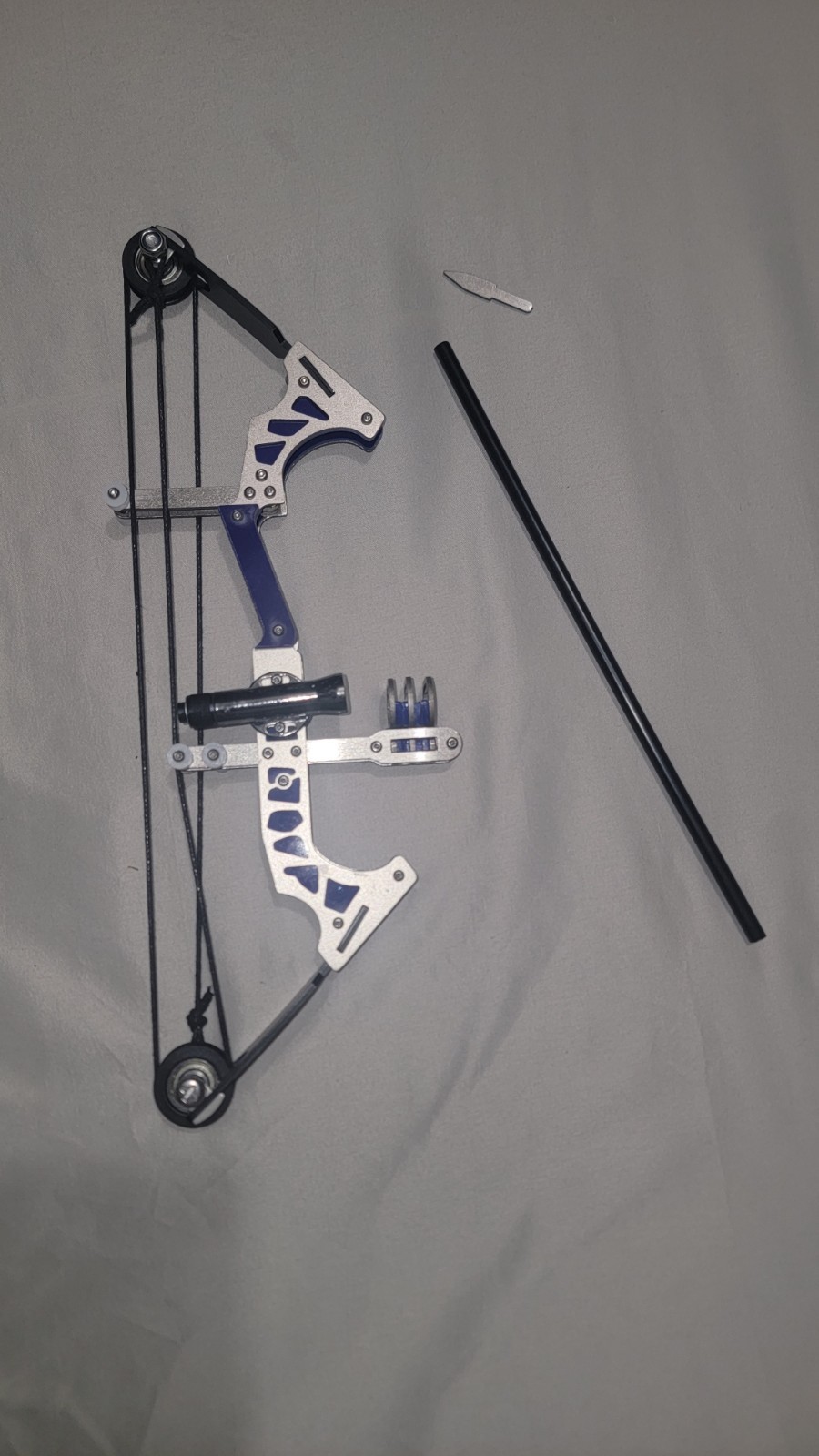 Mini Bow Set Aluminum Silver Blue with Black Arrows and Accessories
