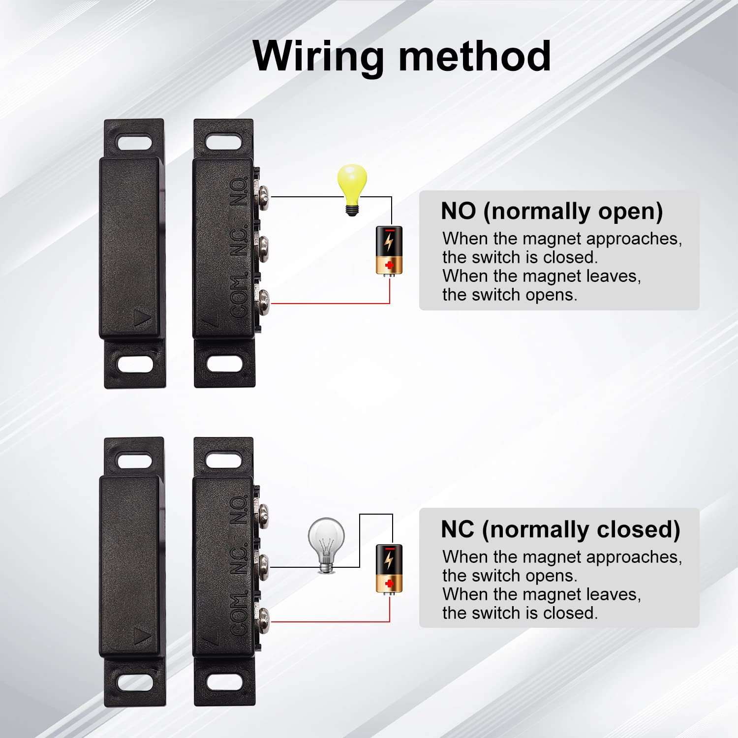 2pcs MC-31B Magnetic Reed Switch Wired Surface Mount Normally Open Closed NC ...