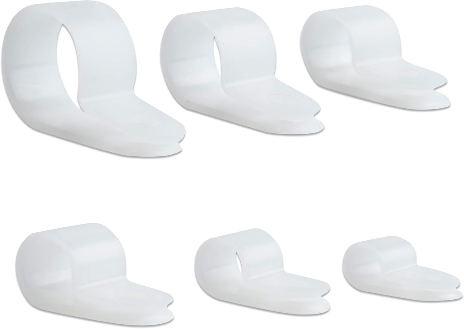ISPINNER 180pcs Nylon Plastic R-Type Cable Clamps, 1/4" 5/16" 3/8" 1/2" White