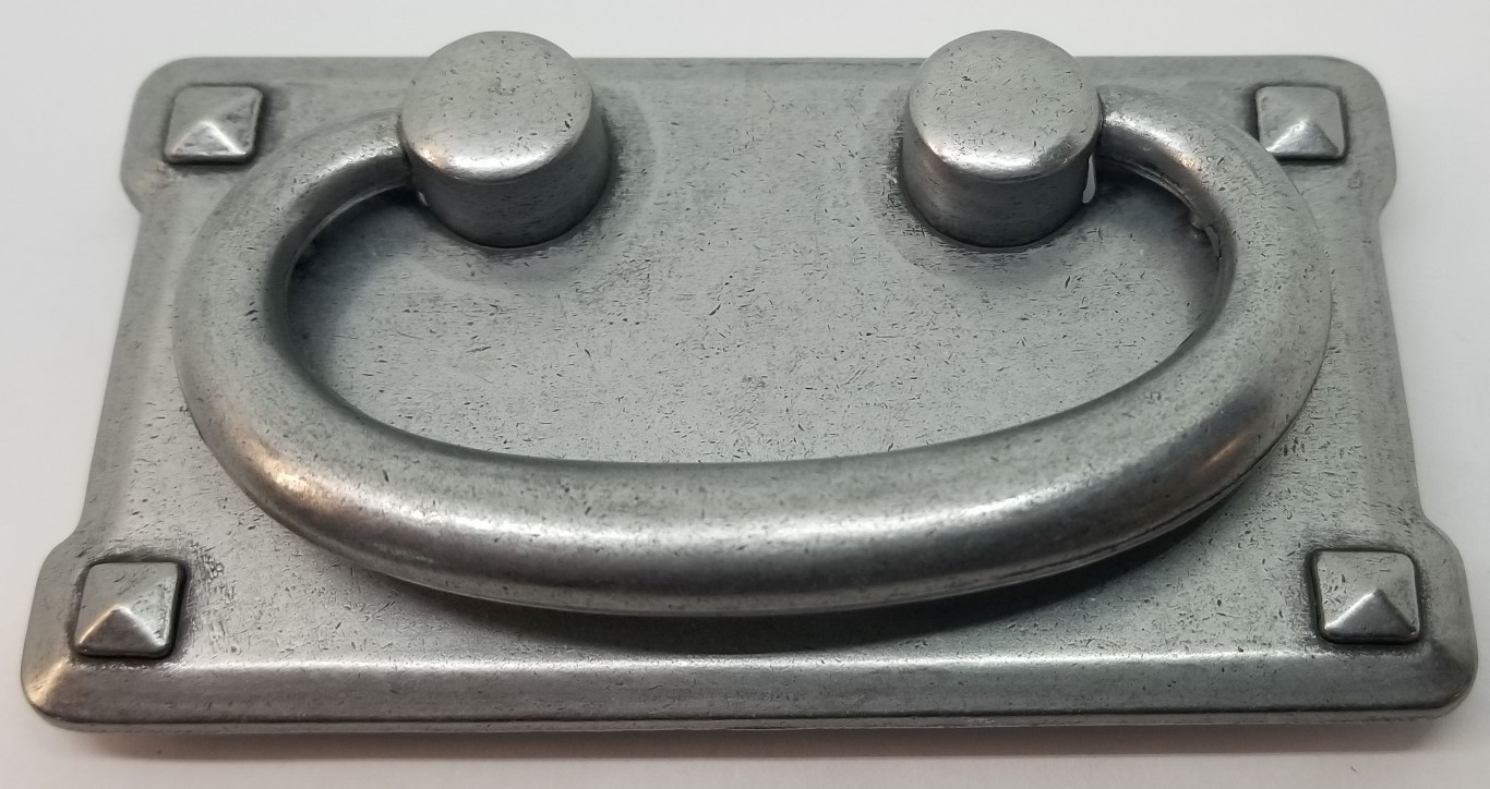 PEWTER SILVER DOUBLE Horizontal Mission Style Drawer Pull patina rustic antique