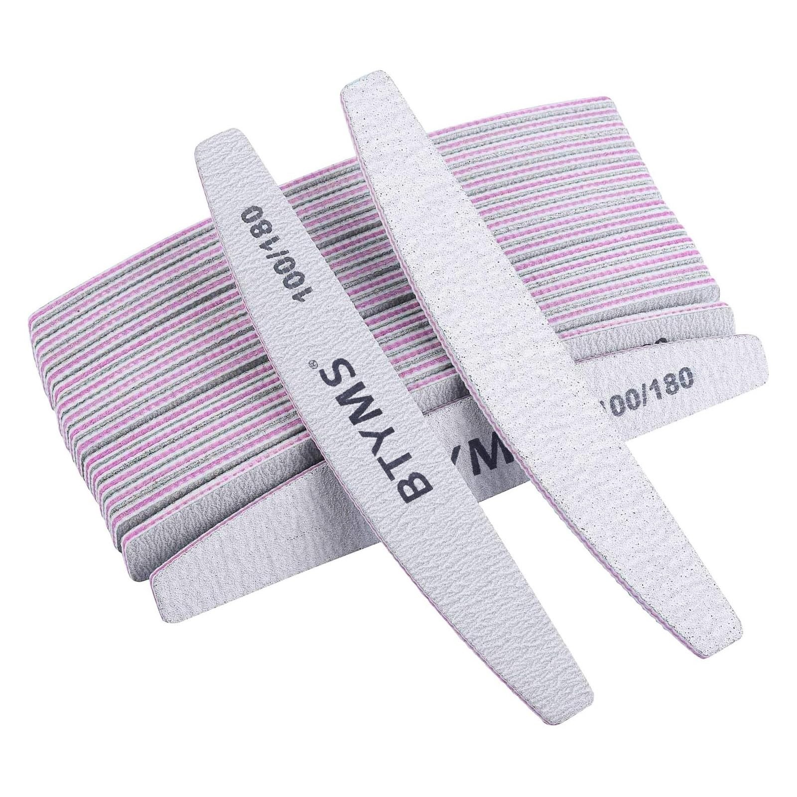 BTYMS 25Pcs 100/180 Grit Nail File and Buffer Professional Double-Sided Emery...