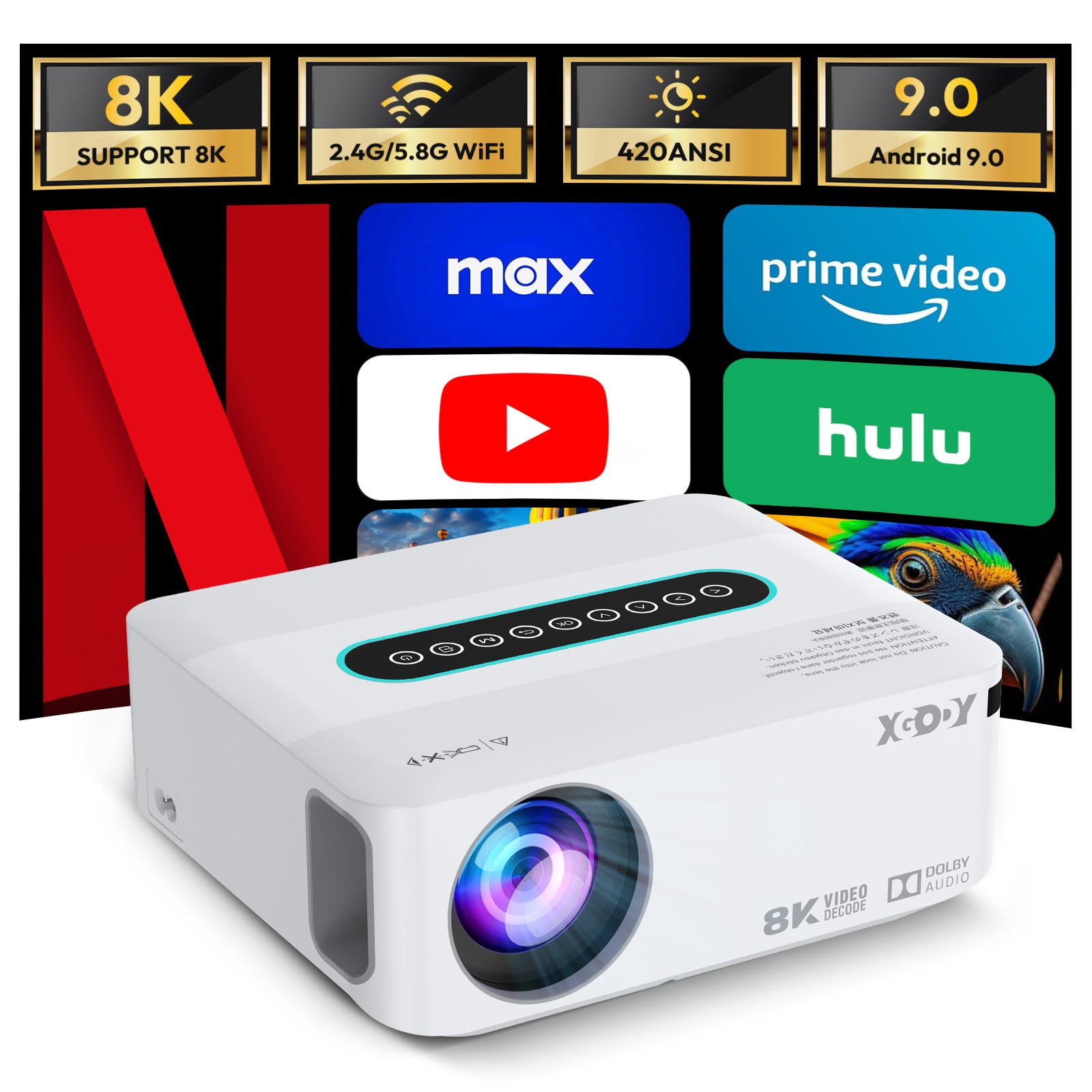 12000 Lumen HD Projector 1080P 5G WiFi Video Home Theater Cinema HDMI USB Beamer