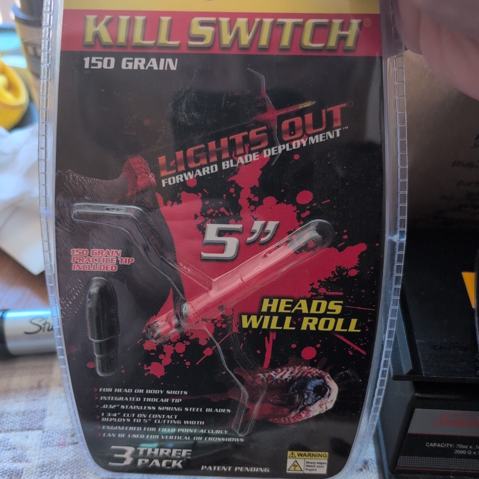 Mechanical Broadheads 150 Grain Dead Ringer Kill Switch 5" New Open Box 6 Pack