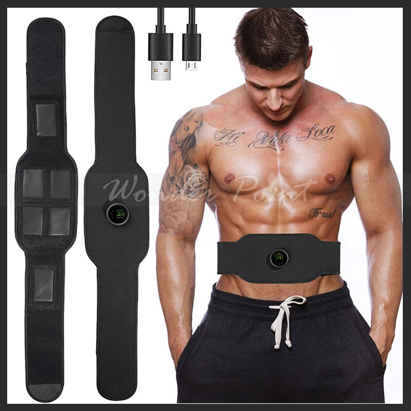 Abdominal Toning Trainer Workout Muscle ABS Stimulator Toner Fitness Belt USB