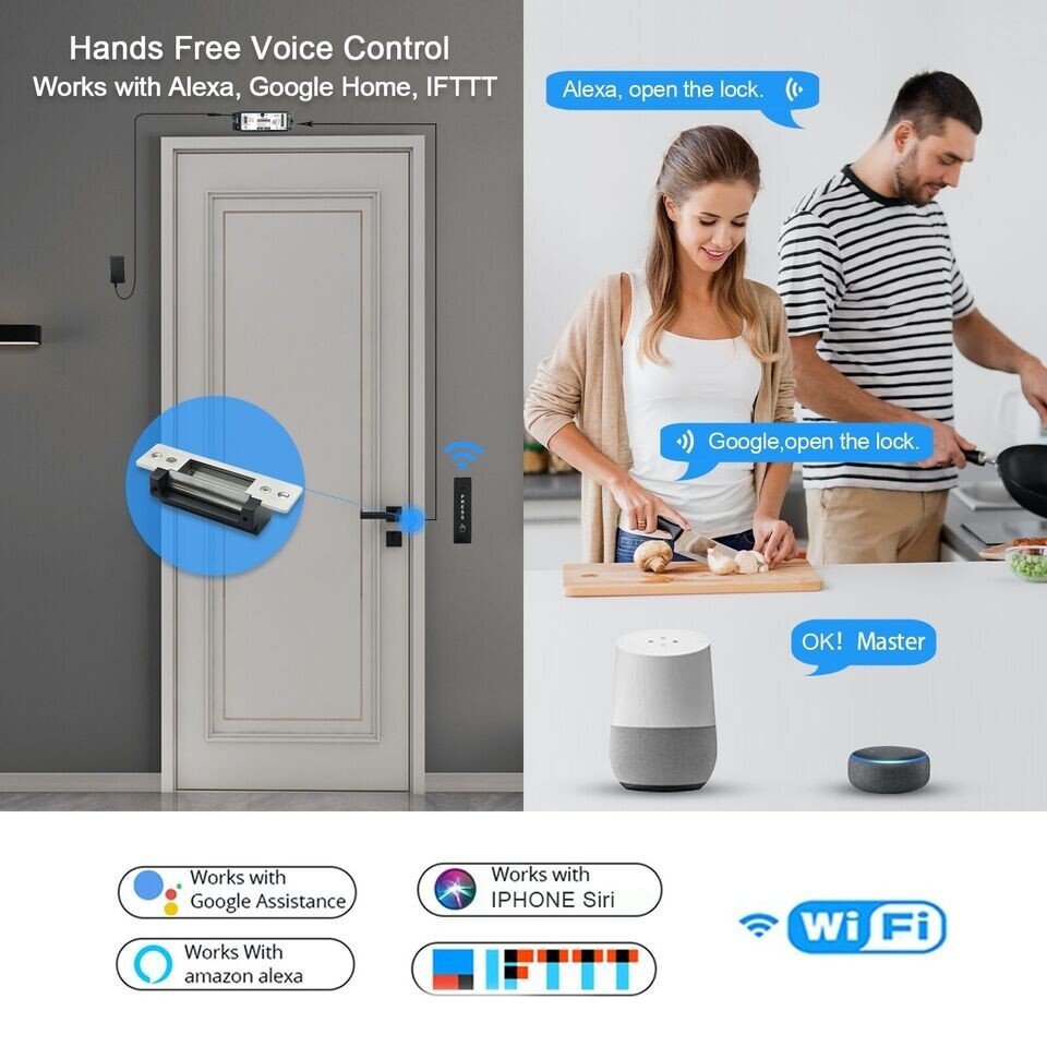 Access Control System Kit with Electric Strike Door Exit Release Buttons