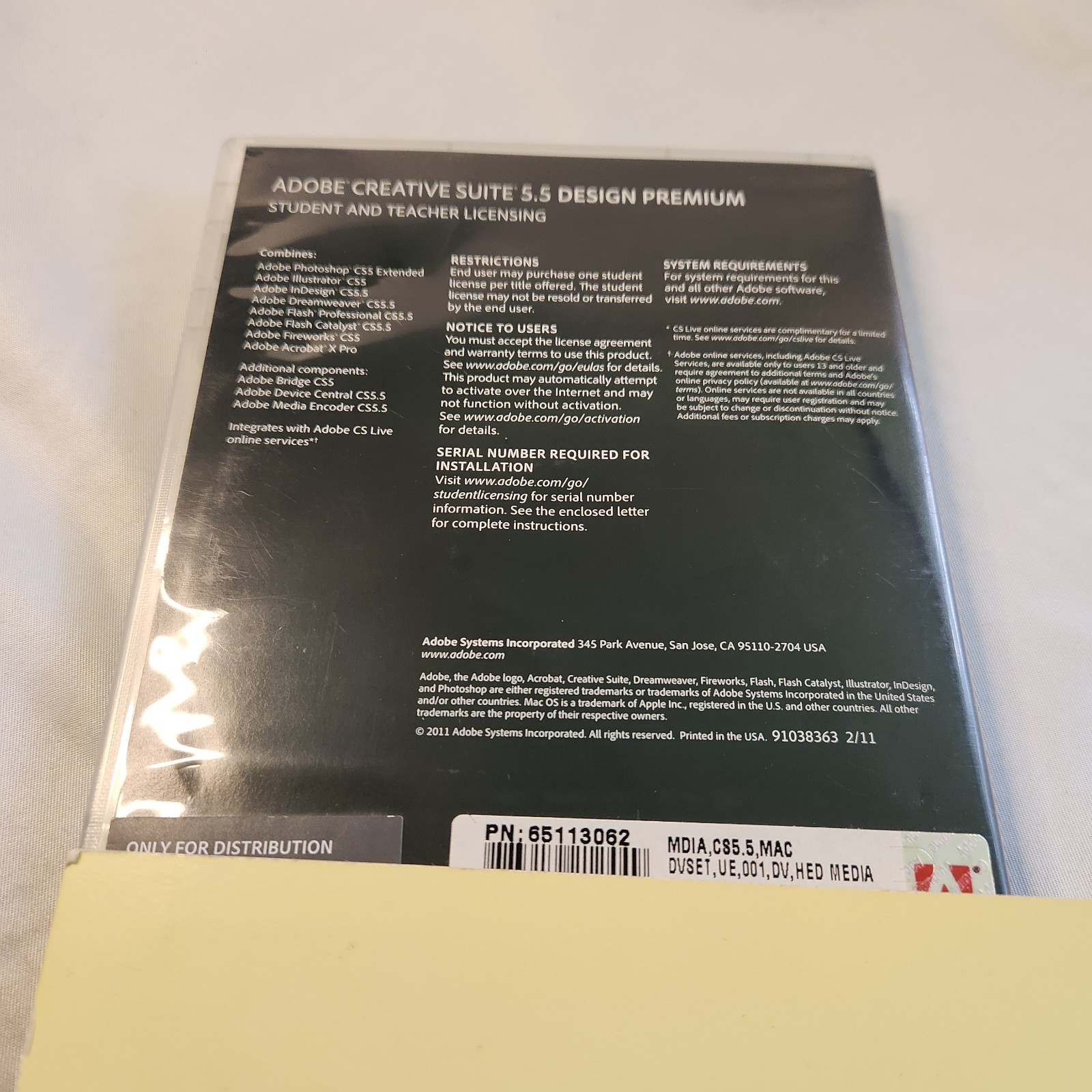 Adobe Creative Suite 5 CS5 Design Premium for Mac Student Teacher W/ Code