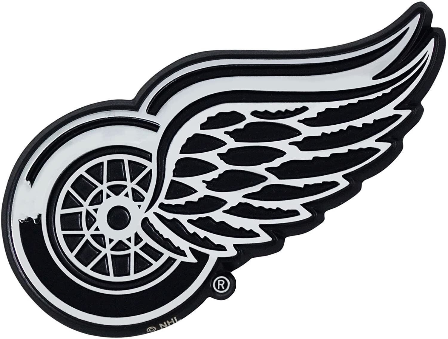 Detroit Red Wings Premium Solid Metal Color Raised Auto Emblem Shape Cut...