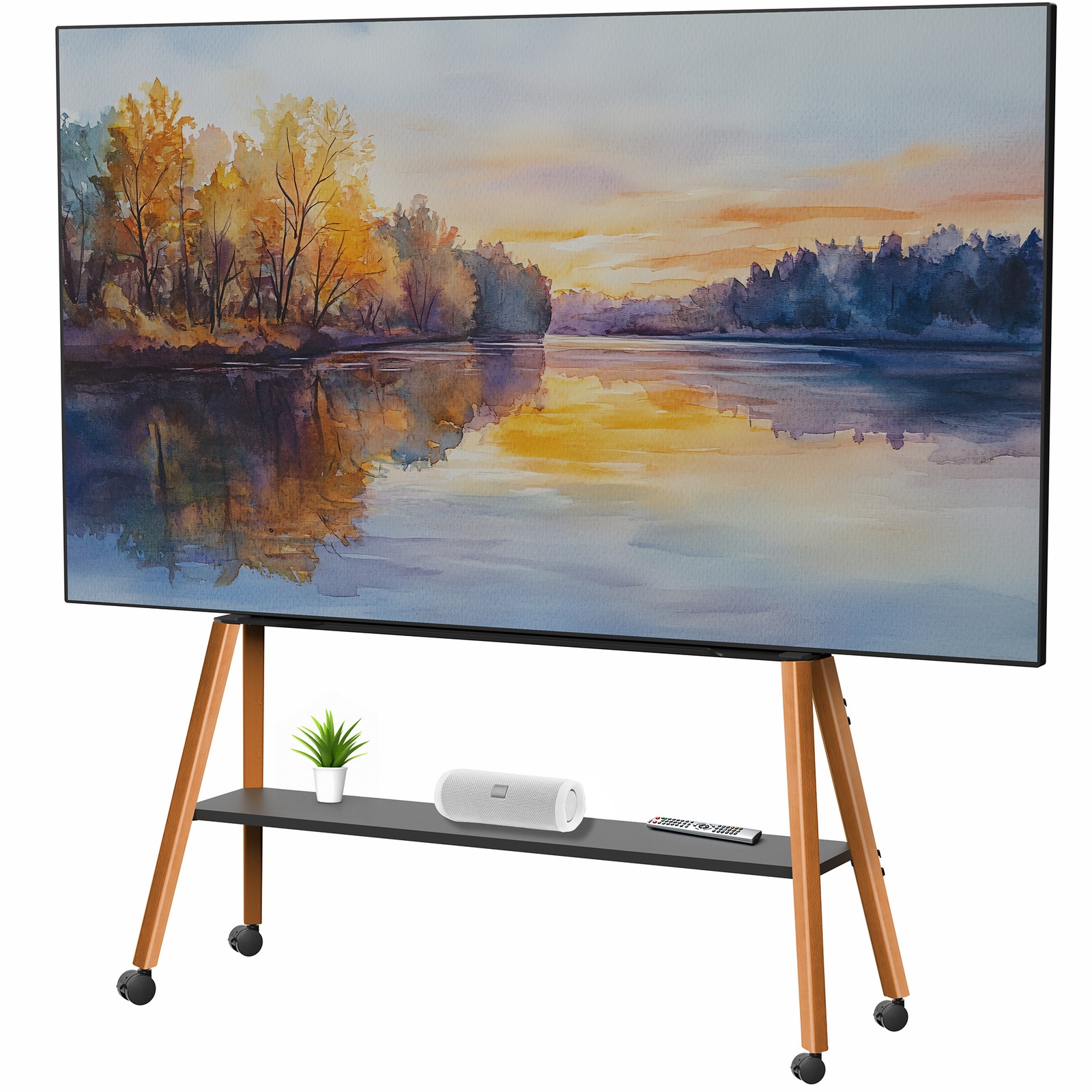 VIVO Rolling Easel Studio TV Floor Stand with Shelf, Fits 50" to 90" Screens