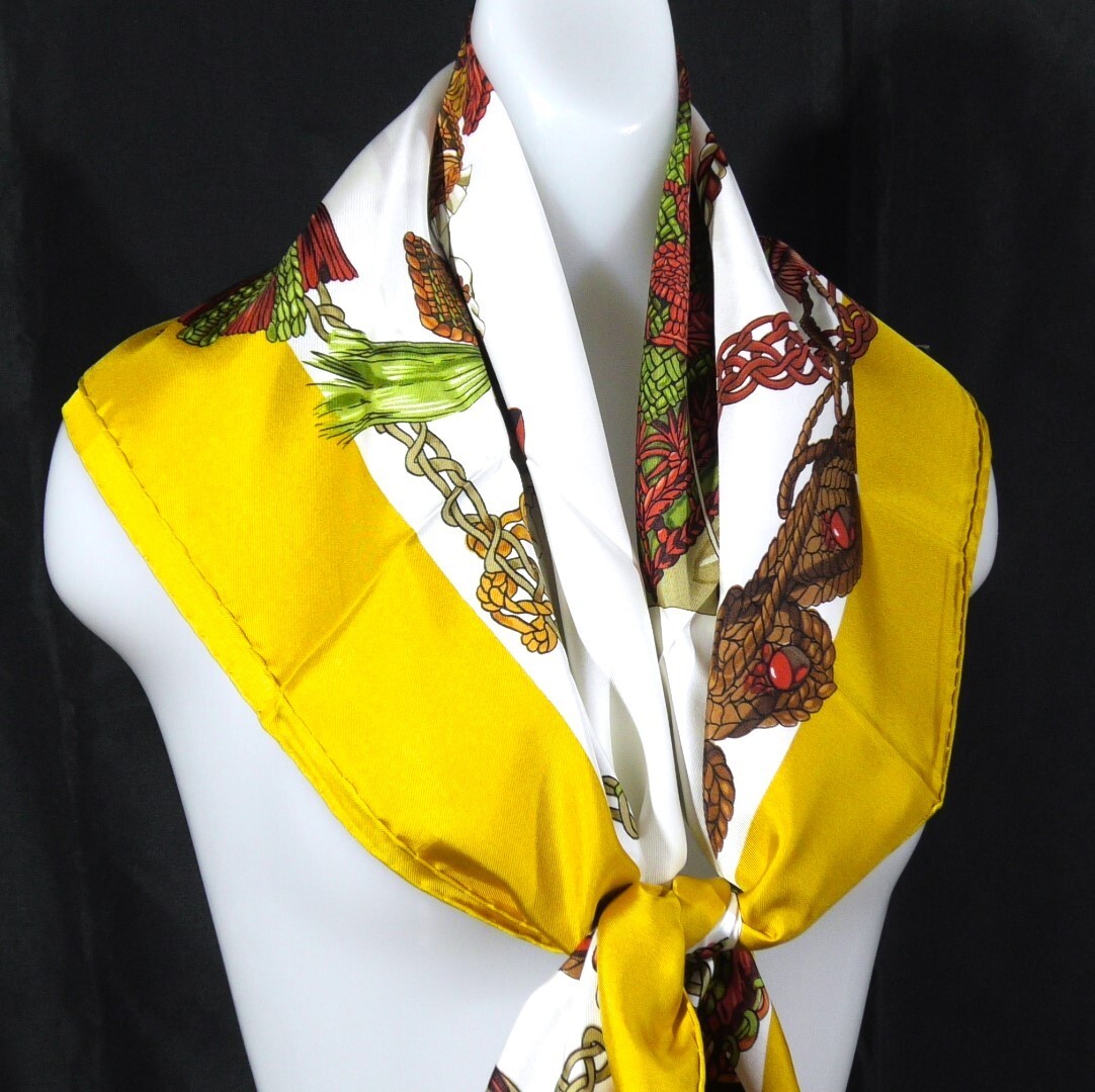 HERMES Large Scarf Carr 90 100 Silk D507