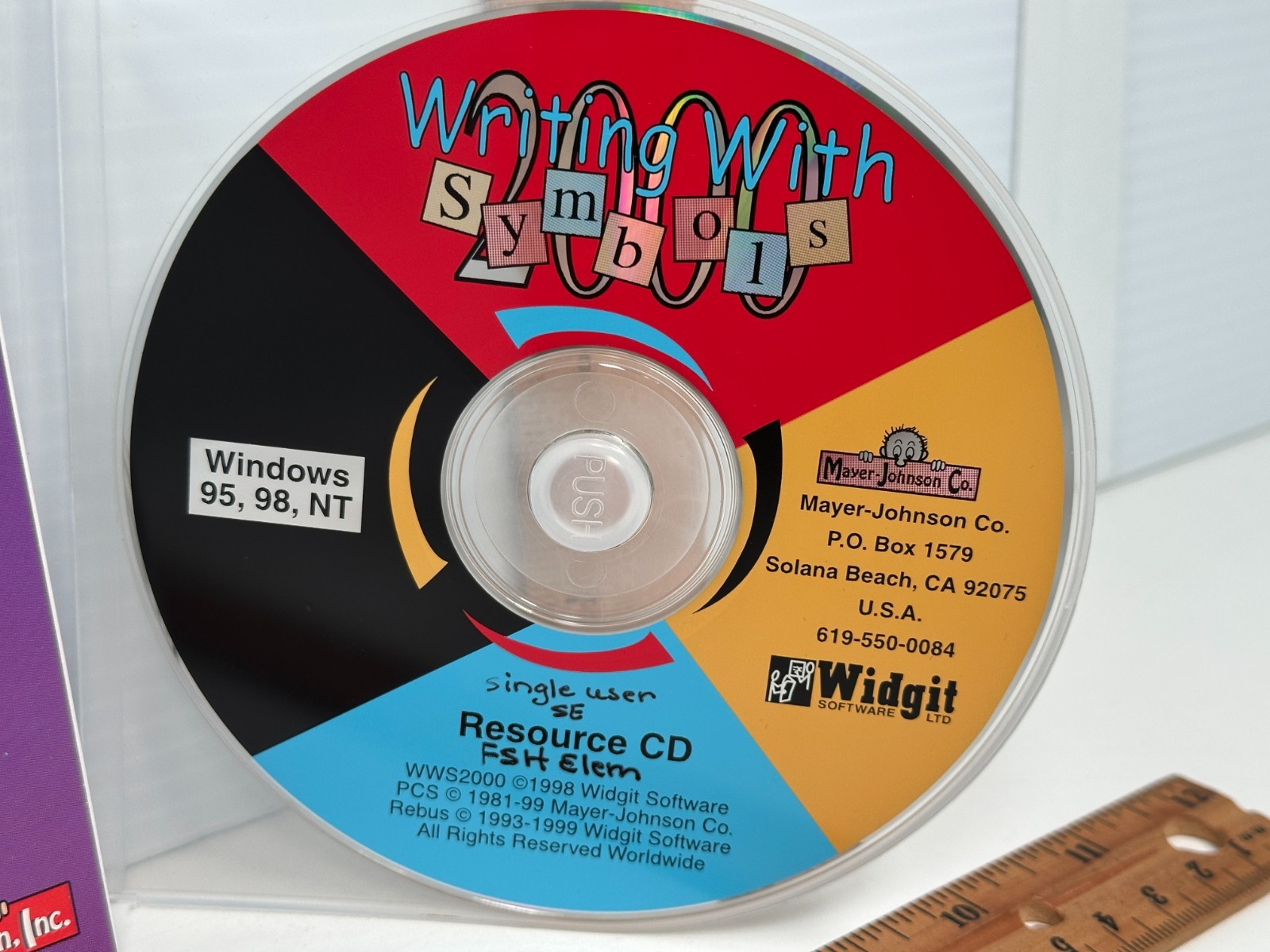 Computer Software Widgit Windows PC Disc Mayer Johnson Writing With Symbols CD