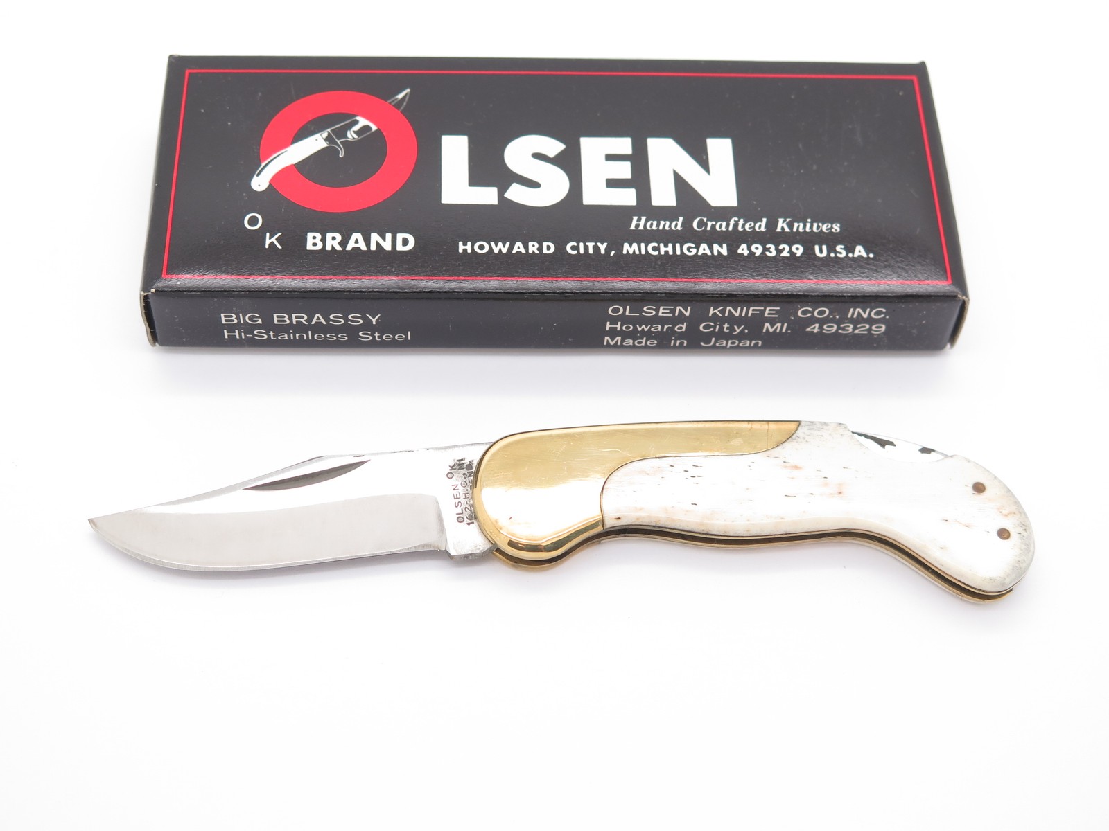 Vtg Olsen OK 162 Lil Brassy Seizo Imai Seki Japan Folding Lockback Pocket Knife