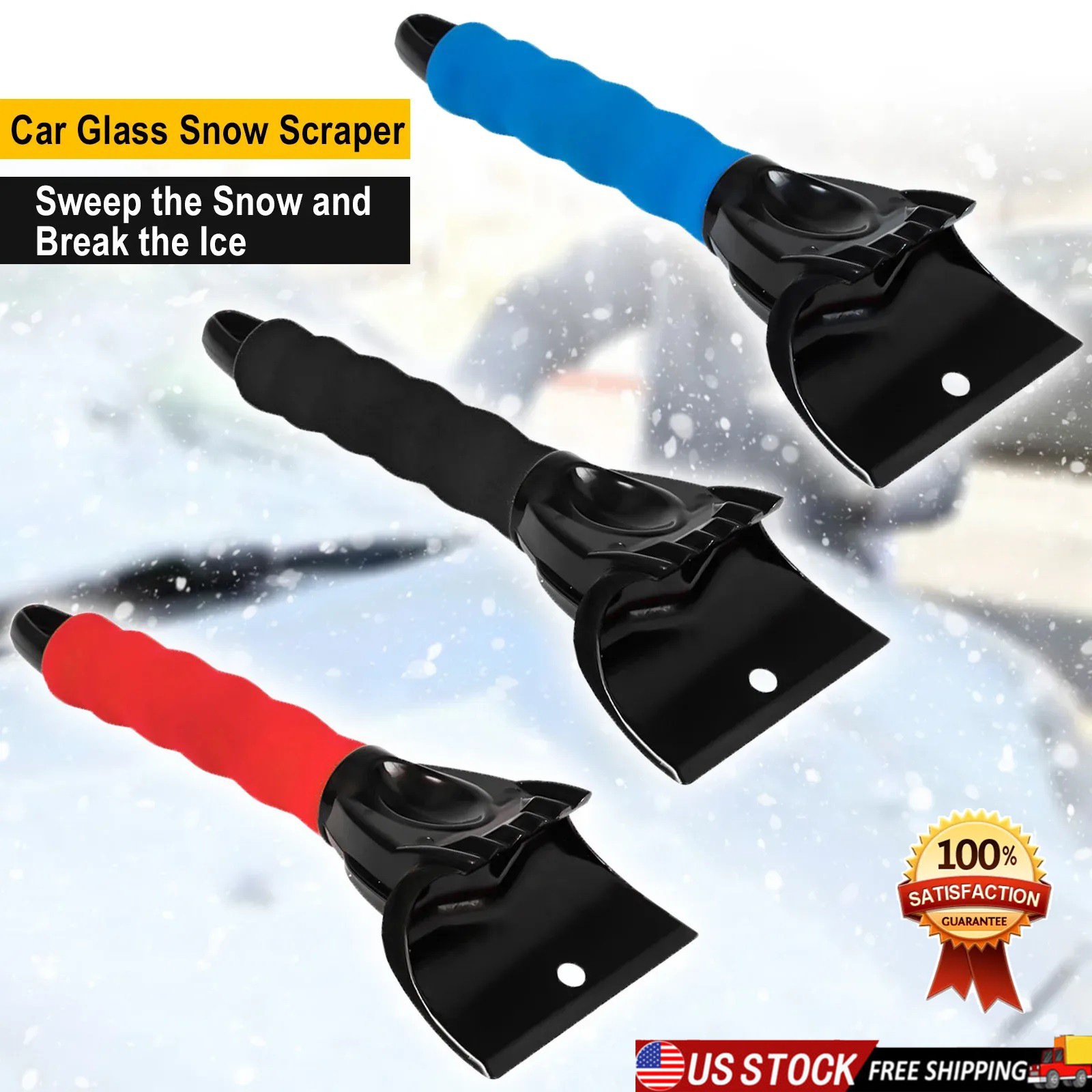 Snow Ice Scraper Car Windshield Window Foam Handle Heavy Duty Frost Remover Tool