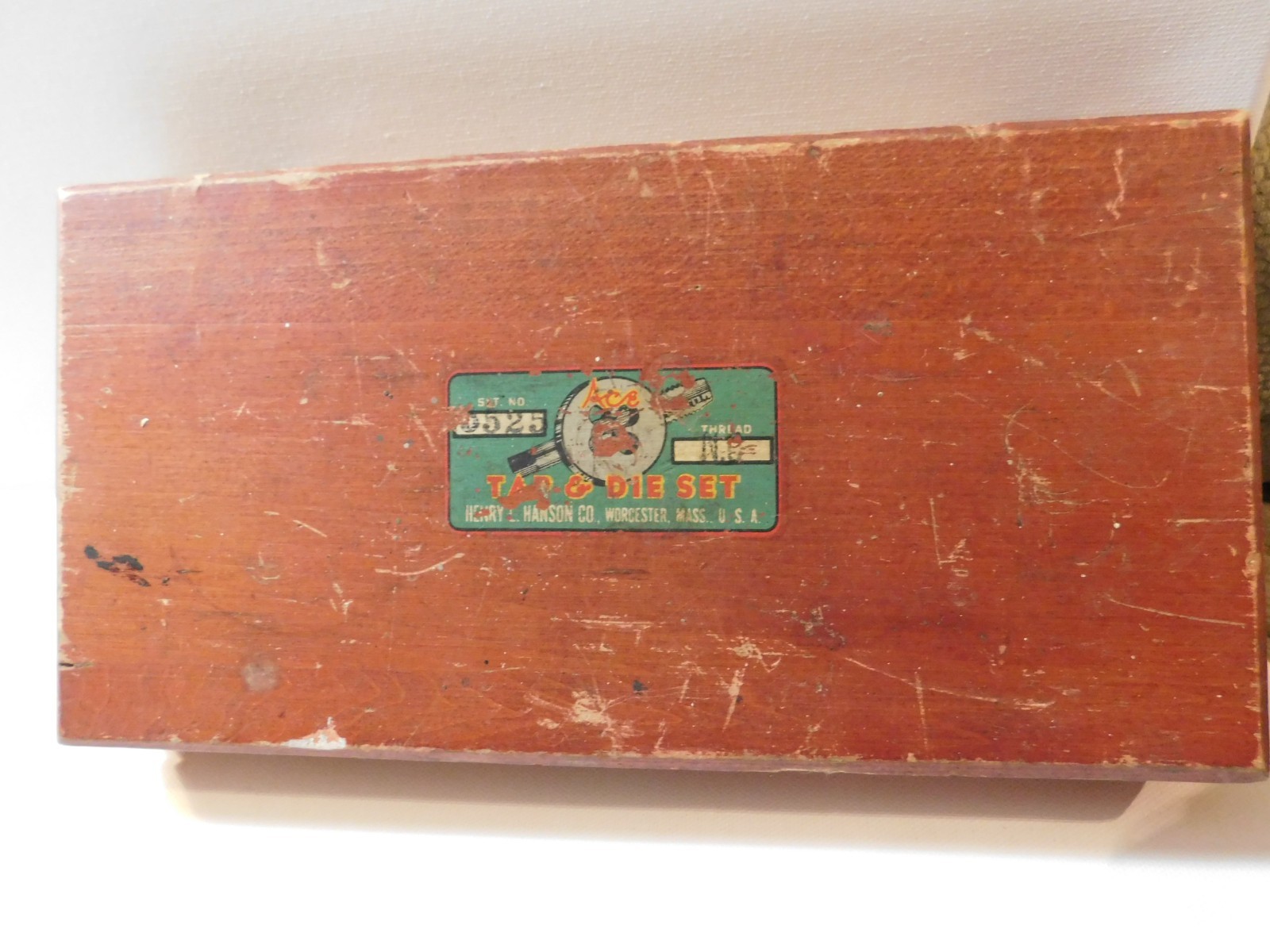 Vintage ACE Henry L. Hanson Tap & Die Set No. 3525 Wood Box USA AS IS Mixed Set
