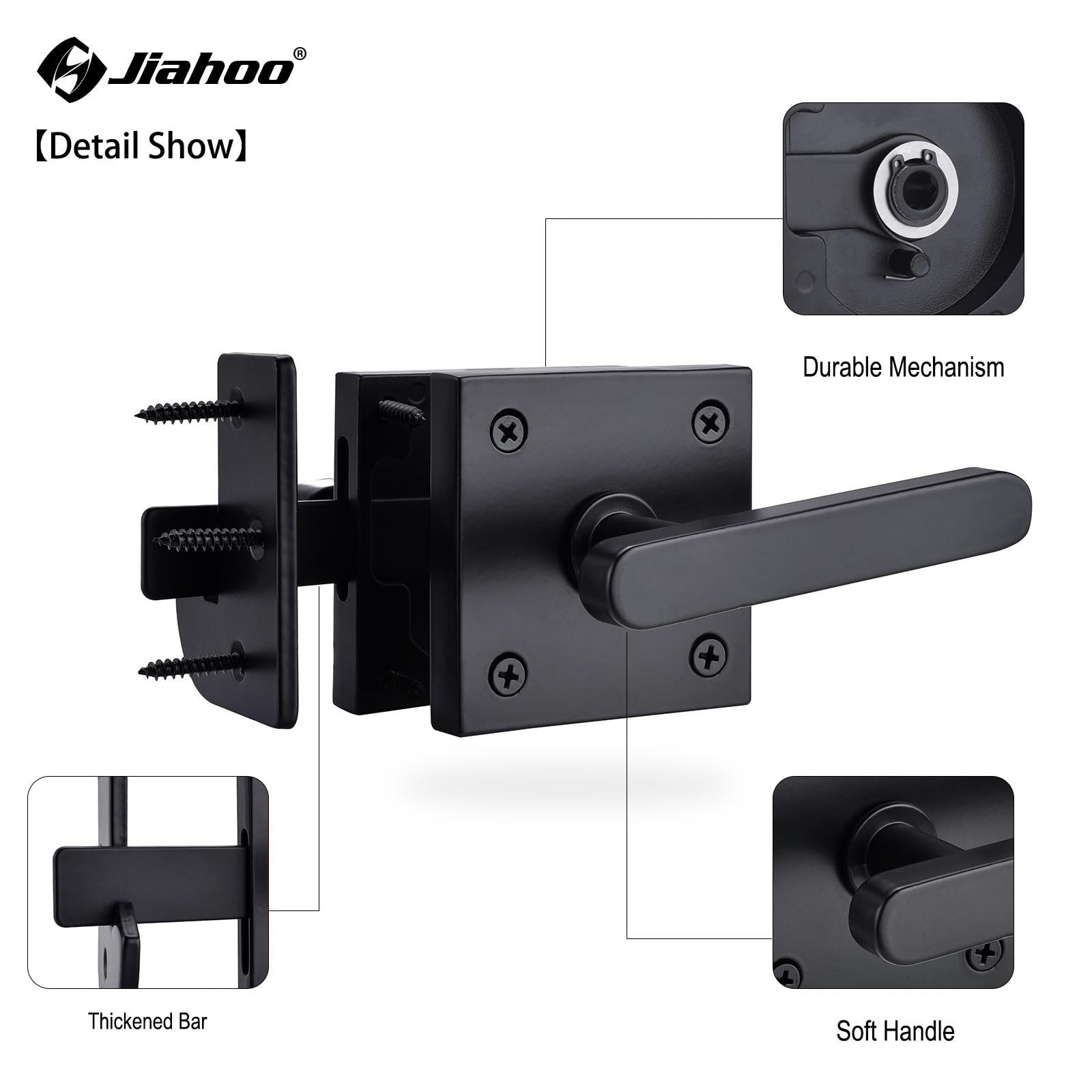 Double Side Gate Latch, Aluminum Self-Locking Gate Latch for Swing Door, Heav...