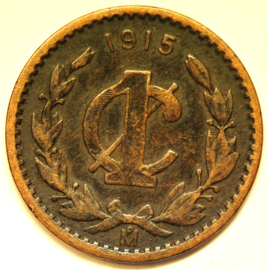 mw30289 Mexico Bronze Centavo 1915 Mo    KM#415   SCARCE !!!