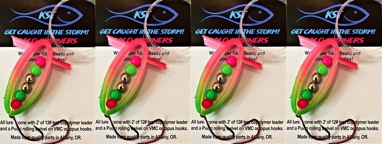TROUT KOKANEE FISHING TACKLE 4 NEW WATERMELON SPINNER FISHING LURES!!!