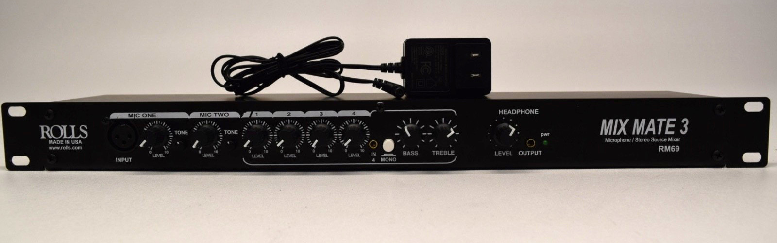 Rolls RM69 Mix Mate 3 Microphone / Stereo Source Mixer with Power Supply Adapter