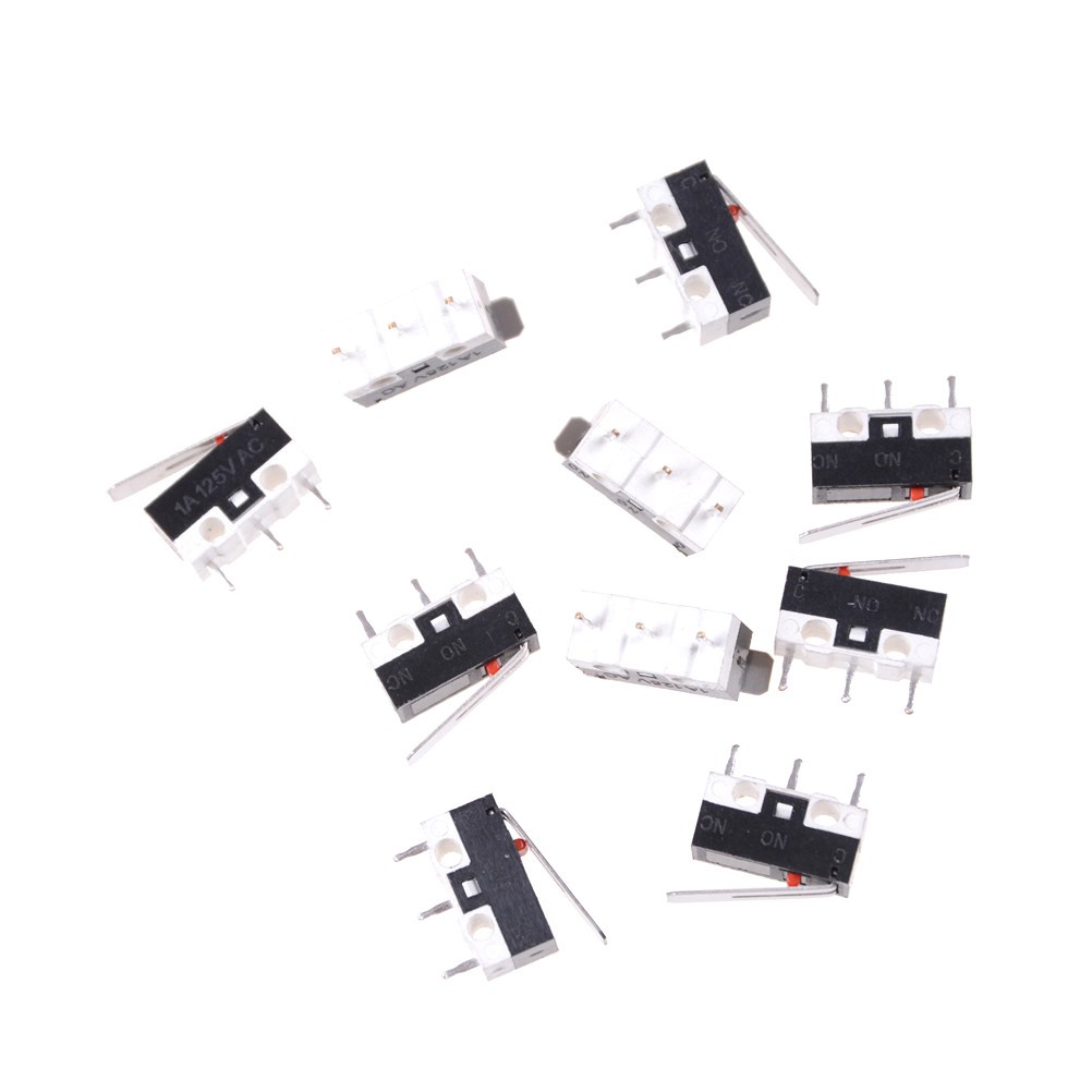 10Pcs Durable Plastic and Metal Micro Switch 3Pin Spdt for Electronic Use Multi