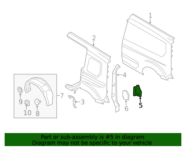 Genuine Ford Quarter Panel Extension DT1Z-61279A93-A