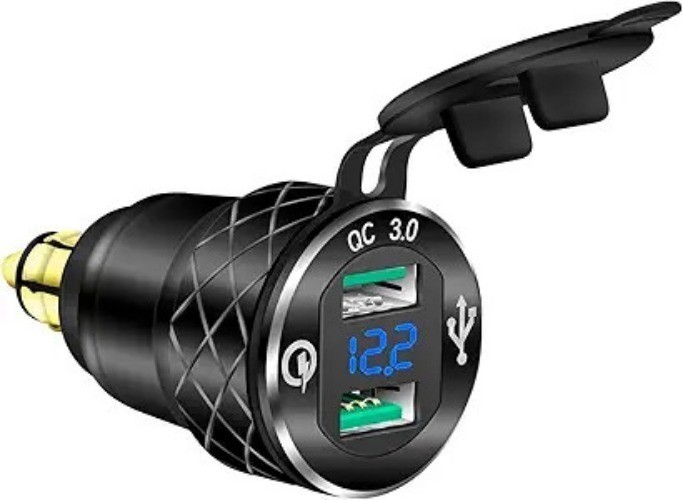 DIN Hella Plug to Dual USB Charger Adapter for Motorcycle Quick Charge QC 3.0 Po