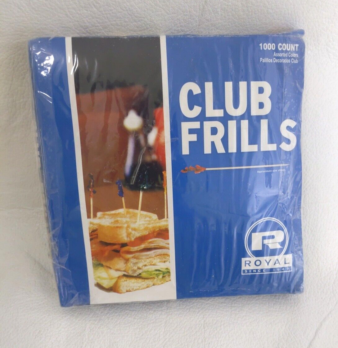 Wooden 3.25" Club Frill Picks Sandwich Toothpick Assorted Colors 1000