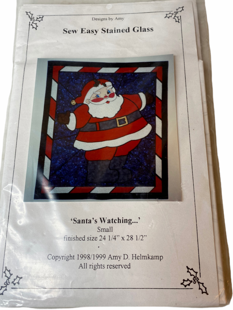 Wall Quilt Pattern Santa's Watching by Sew Easy Stained Glass 24 1/2" by 28 1/2