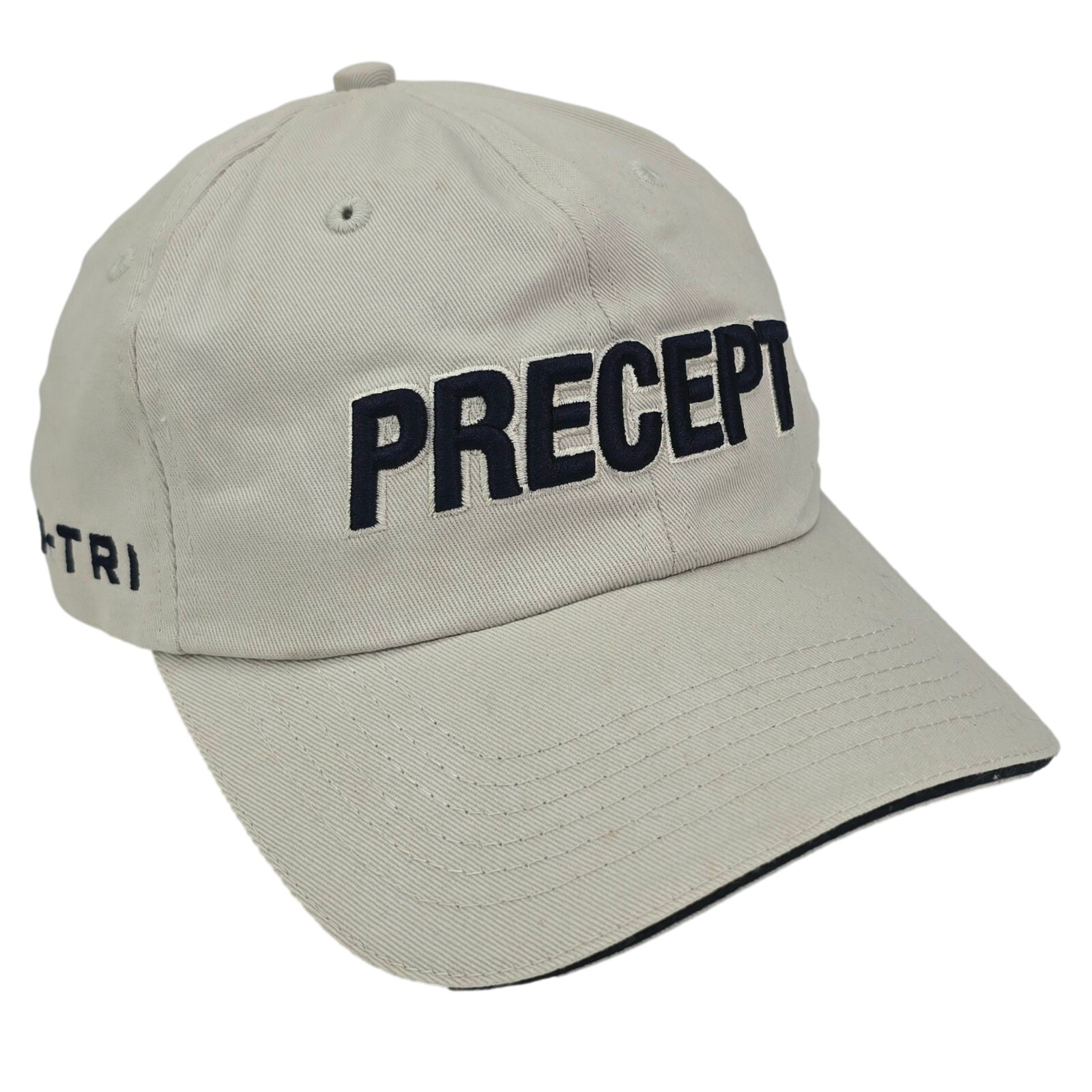 Precept U-Tri Golf Hat Cap Khaki Beige OSFM Adjustable Strap Embroidered Logo