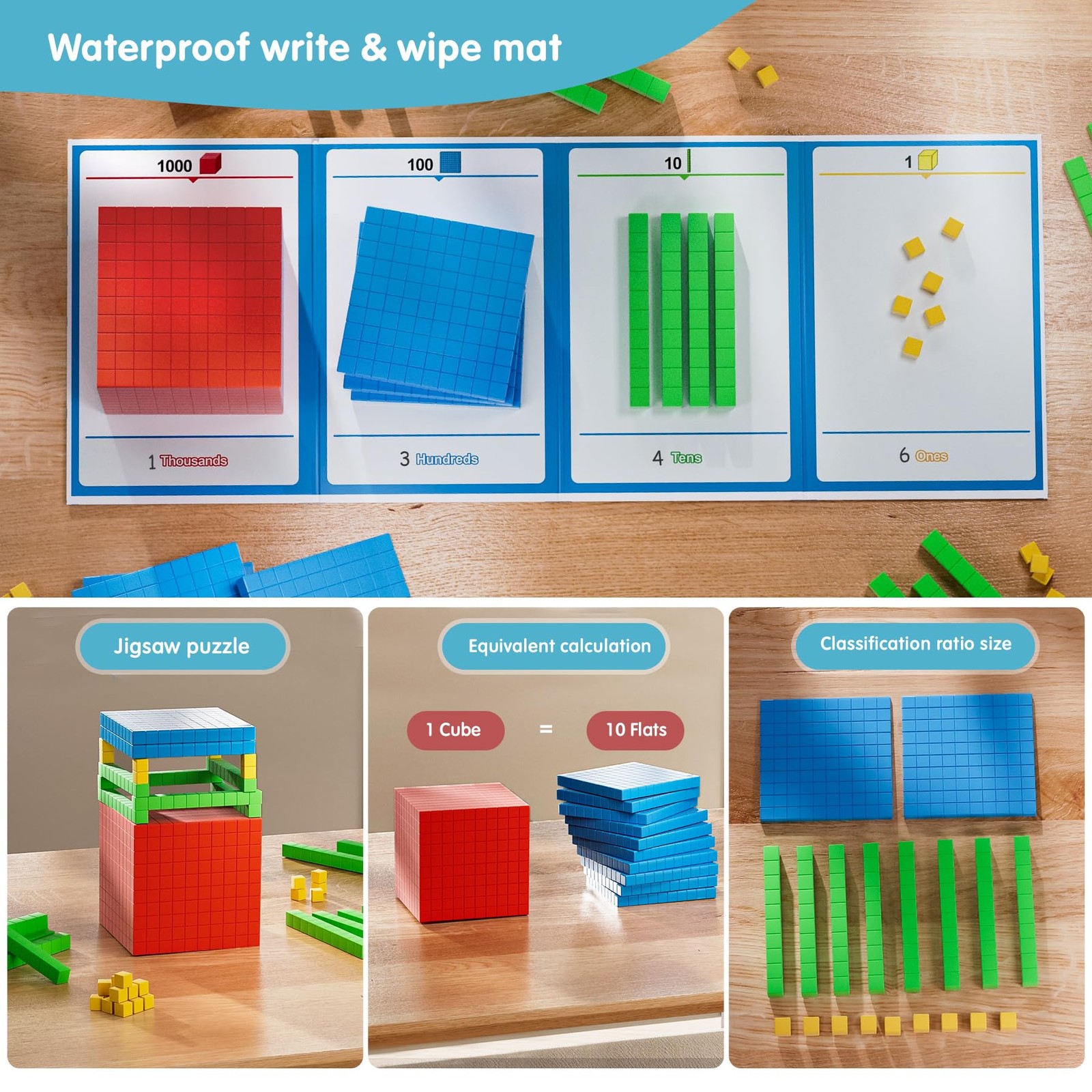 stochastic box Plastic Base Ten Blocks 143 pcs Place Value Blocks Kindergarte...