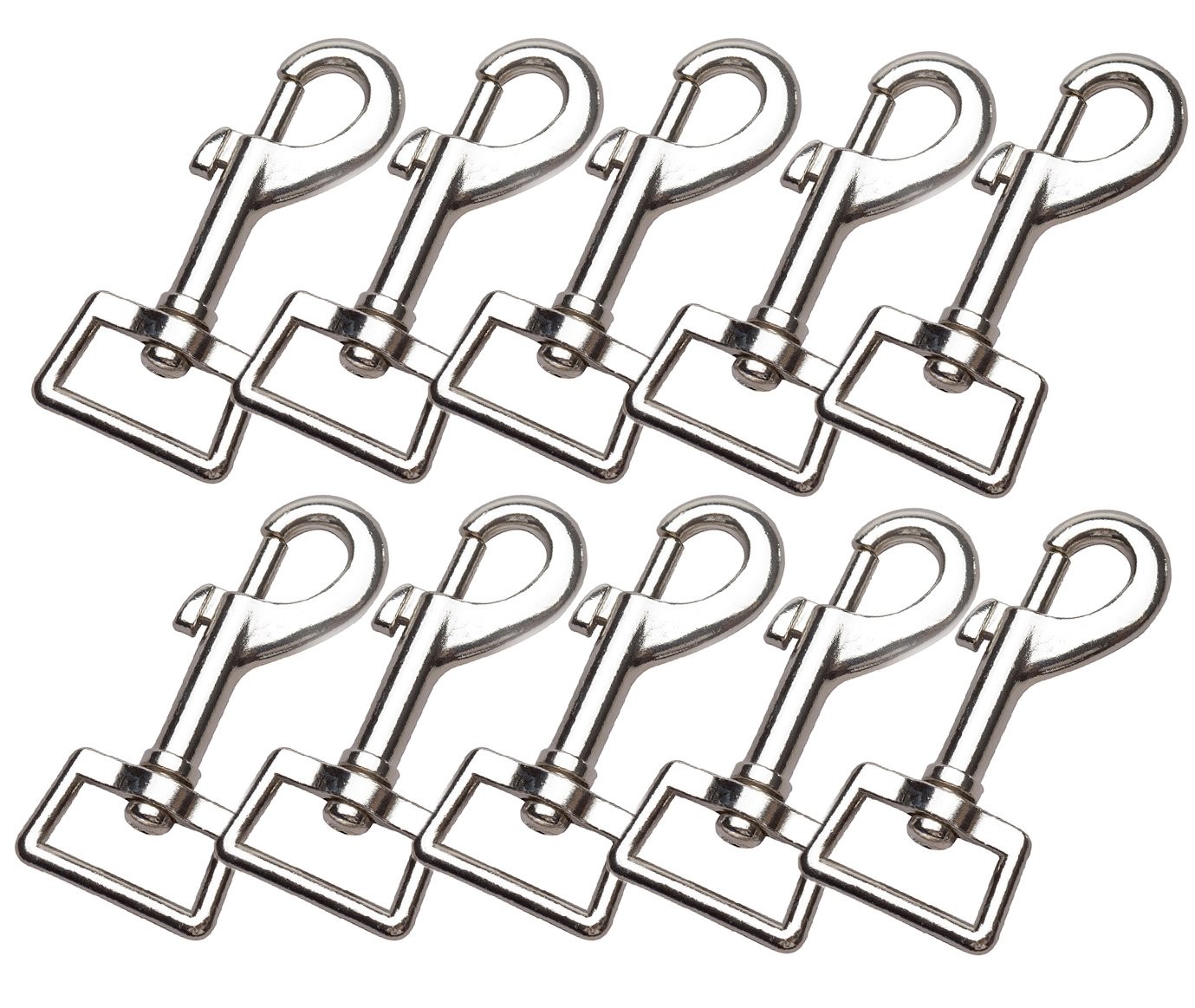 10 Pack 3x1 Inch Heavy Duty Nickel Plated Swivel Snap Hooks for Pets