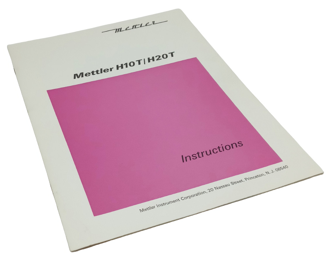 Mettler Models H10T/H20T Balance Instruction Manual