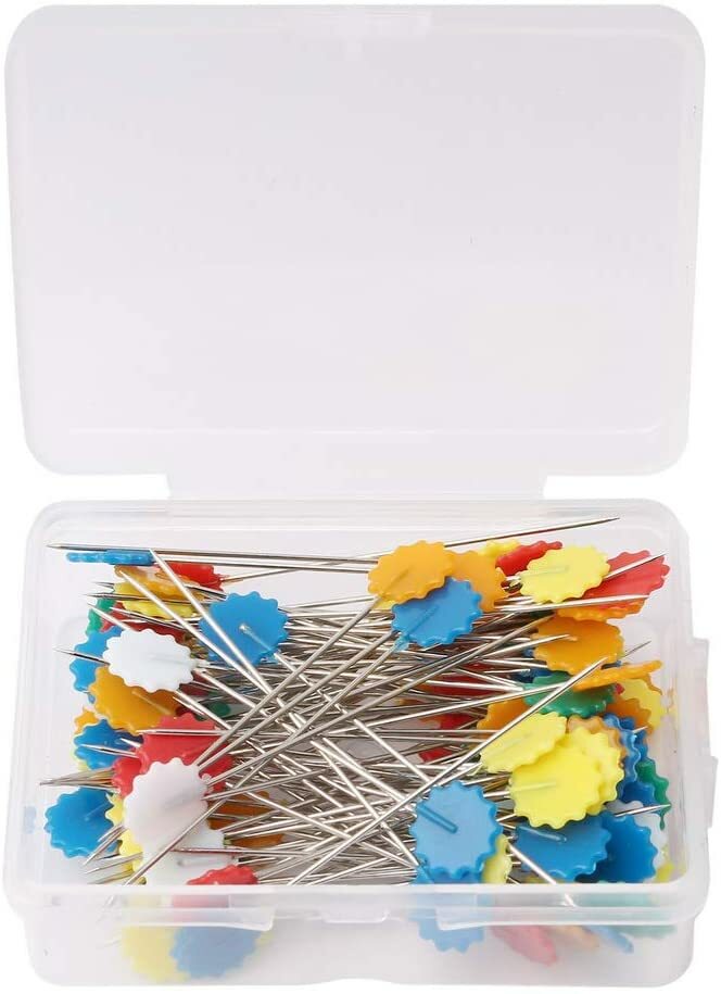 Quilting Pins 200Pcs Flat Head Decorative Sewing Pins/Long Straight Pins/Flower