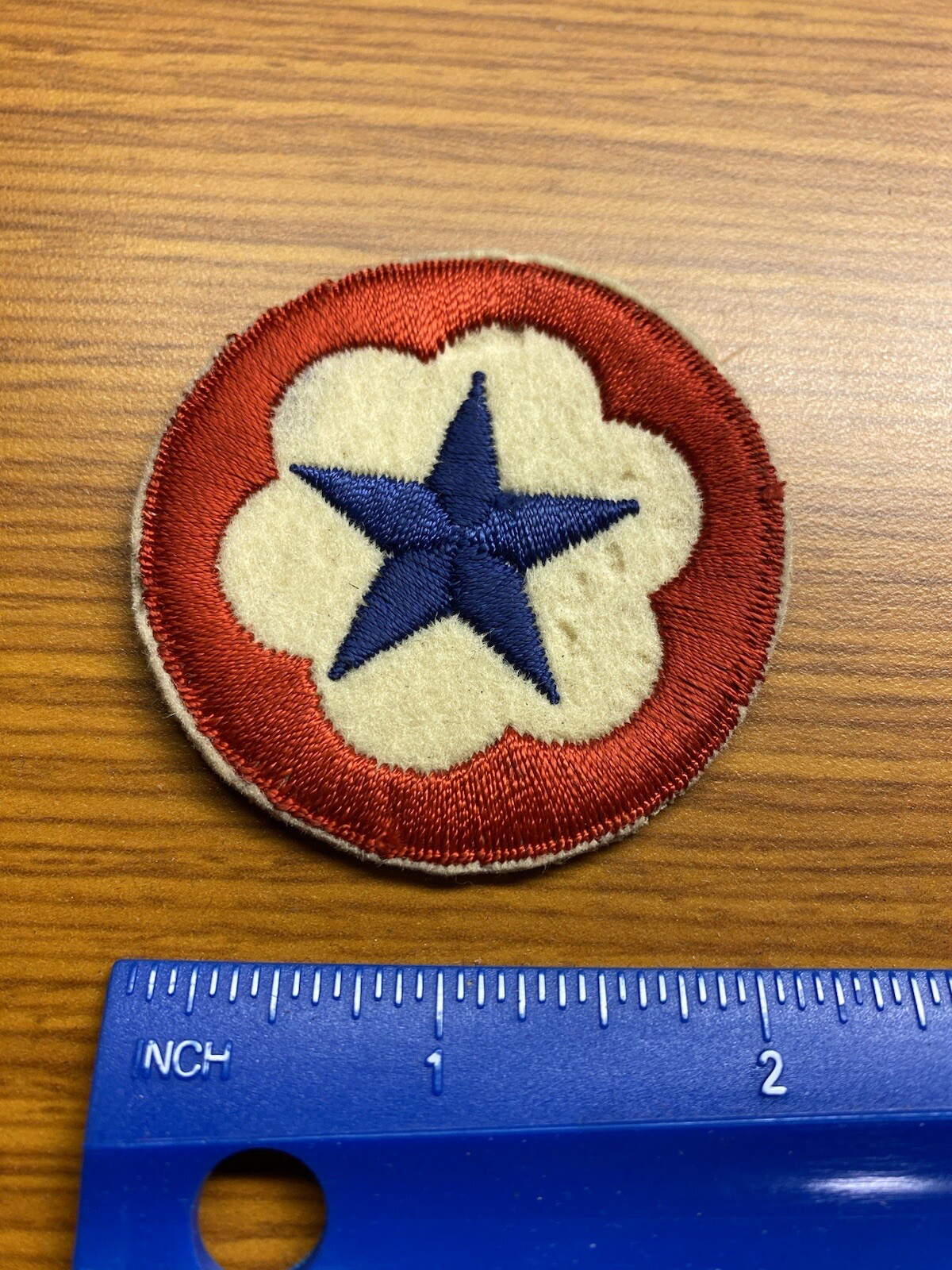 WWII Army Service Forces US Army Patch Blue Star Wool Variation INV3127