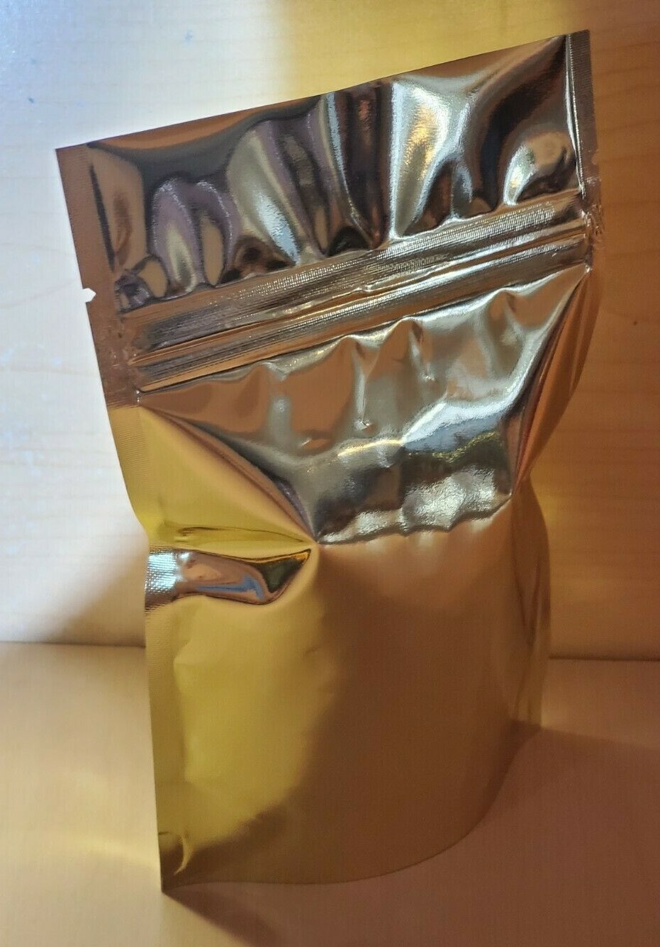 10X Reclosable Food /Gift Card/ Stocking Stuffer Bags Stand-Up 5 mil Gold Foil!