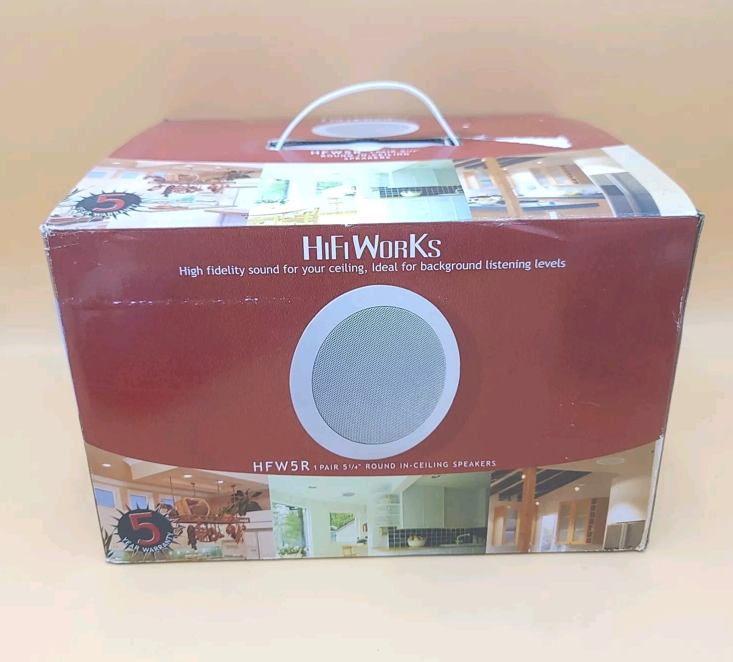 HiFi Works HFW5R Pair 5.25" Round In-Ceiling Speakers Home Theater 100W New