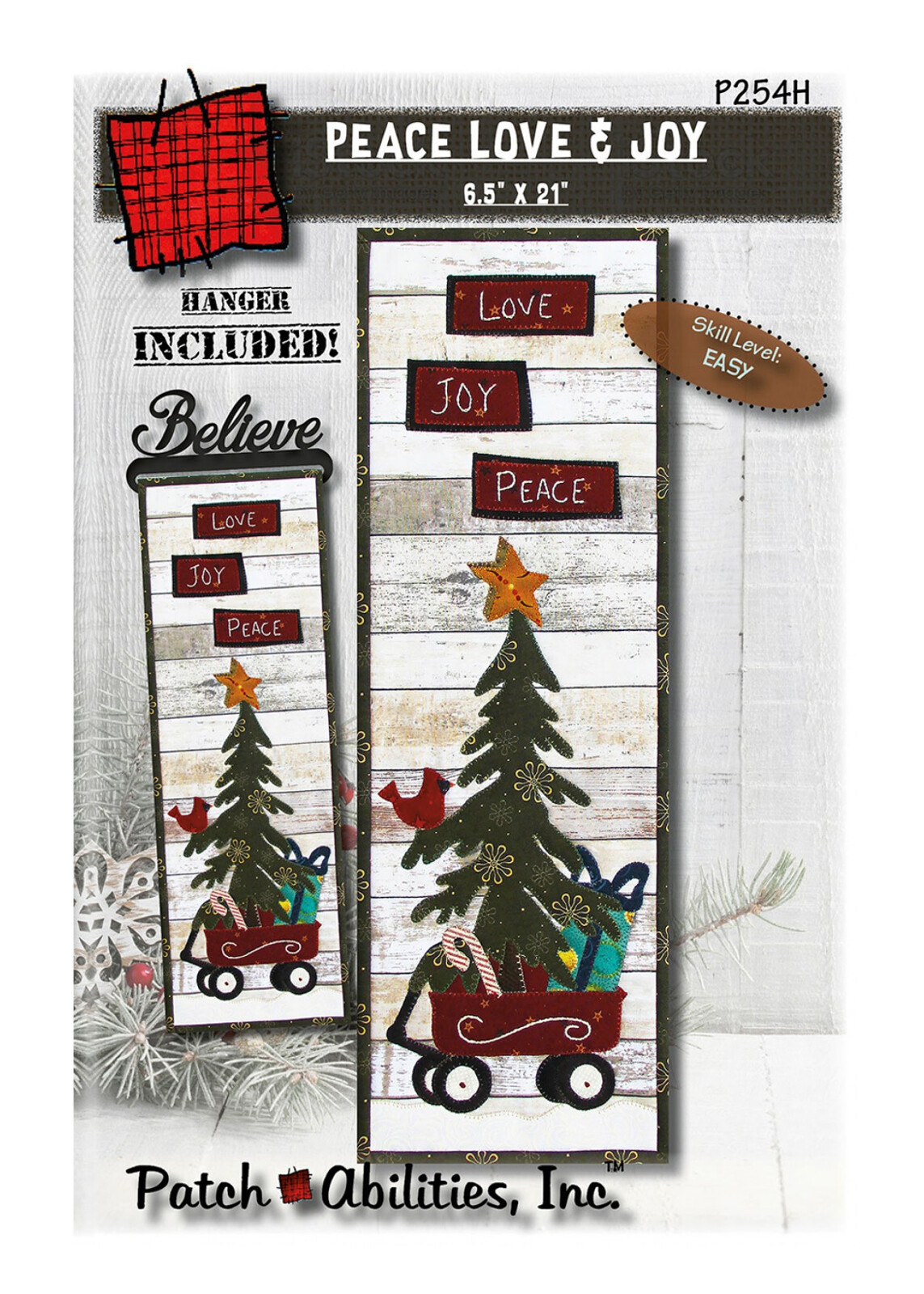 Patch Abilities Peace Love and Joy Pattern with hanger P254H