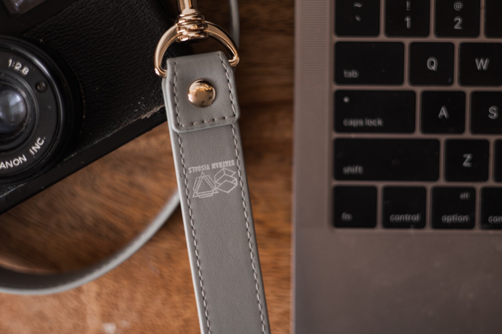 Camera Strap - Neck Shoulder Leather Grey Gray Stylish Classy Unique