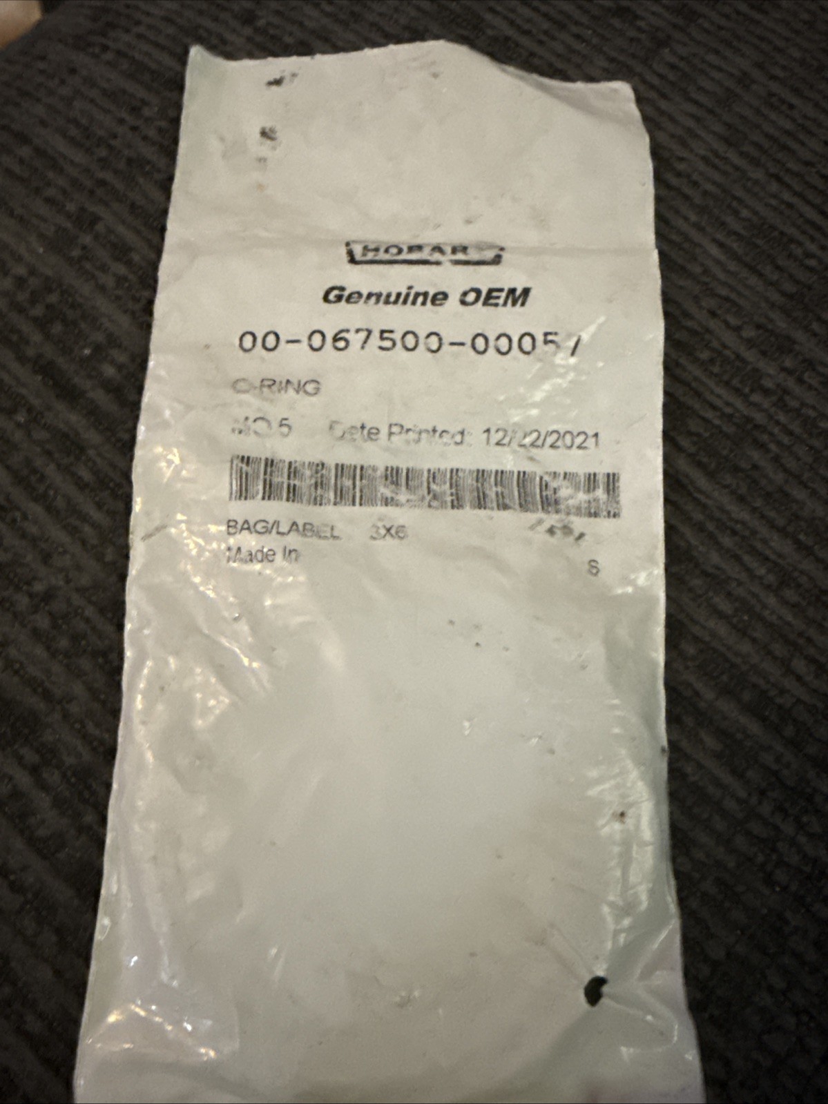 00-067500-00057 Hobart O Ring Genuine OEM Bag Of 5