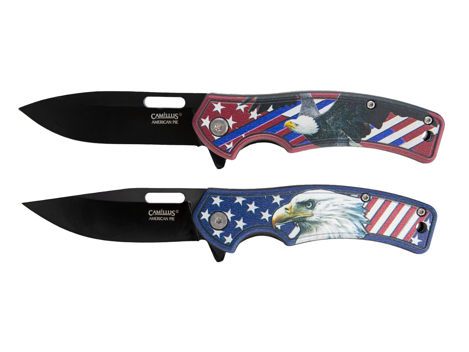 Camillus American Pie Pocket Knife Set 2.57" Drop Point 3Cr13 Black Blade Nylon